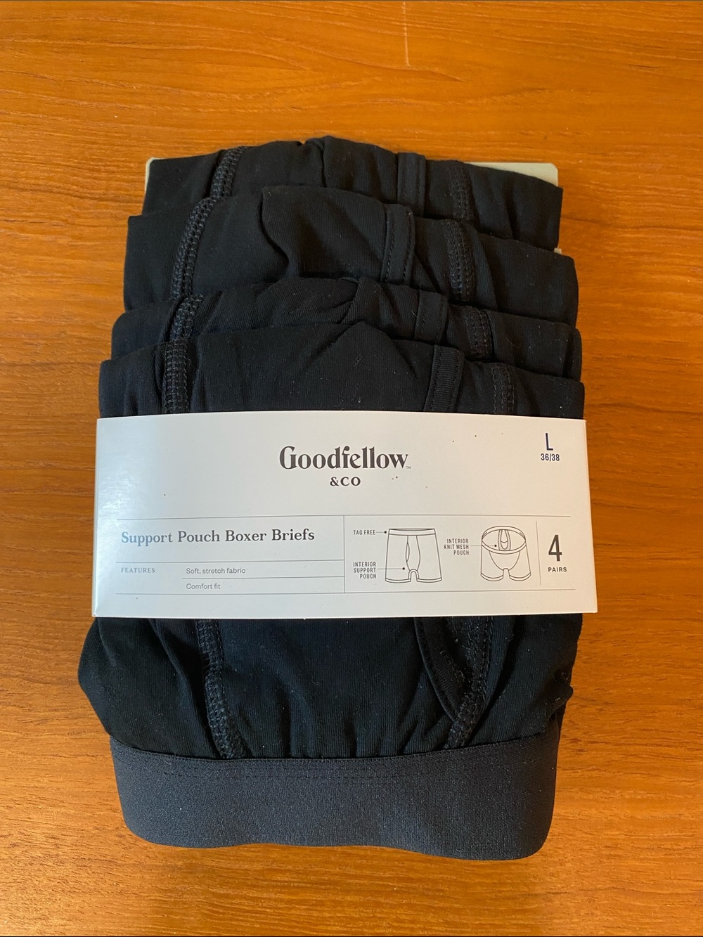 Goodfellow & Co NWT 4 Pairs Men’s Black Support Pouch Boxer Briefs Large 36/38